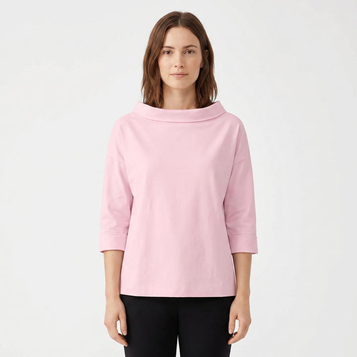 Boat Neck Top - Relaxed Fit 3/4 Sleeve Basic