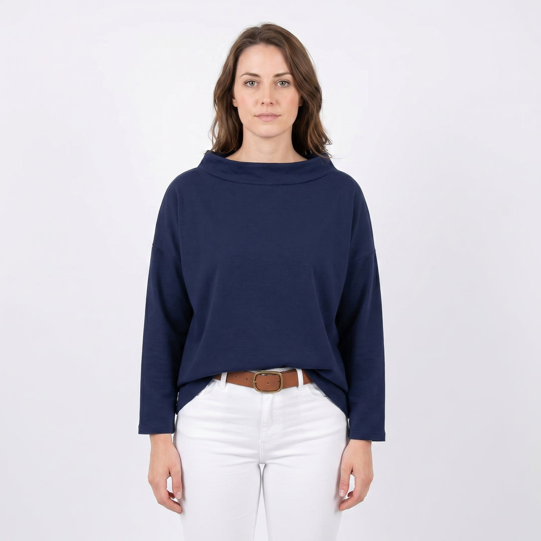 Boat Neck Top - Relaxed Fit 3/4 Sleeve Basic