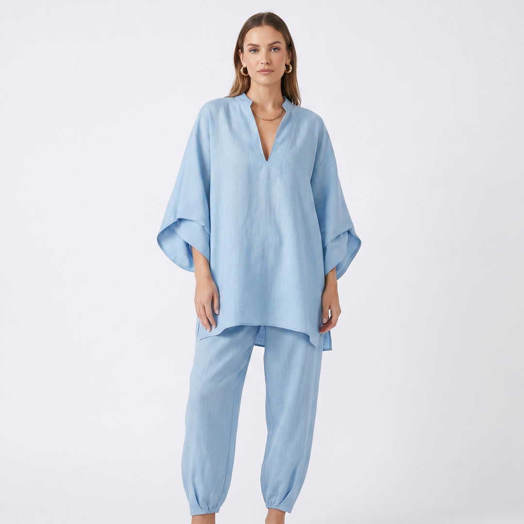 Linen Sets Women - Oversized Batwing Top and Jogger Pants