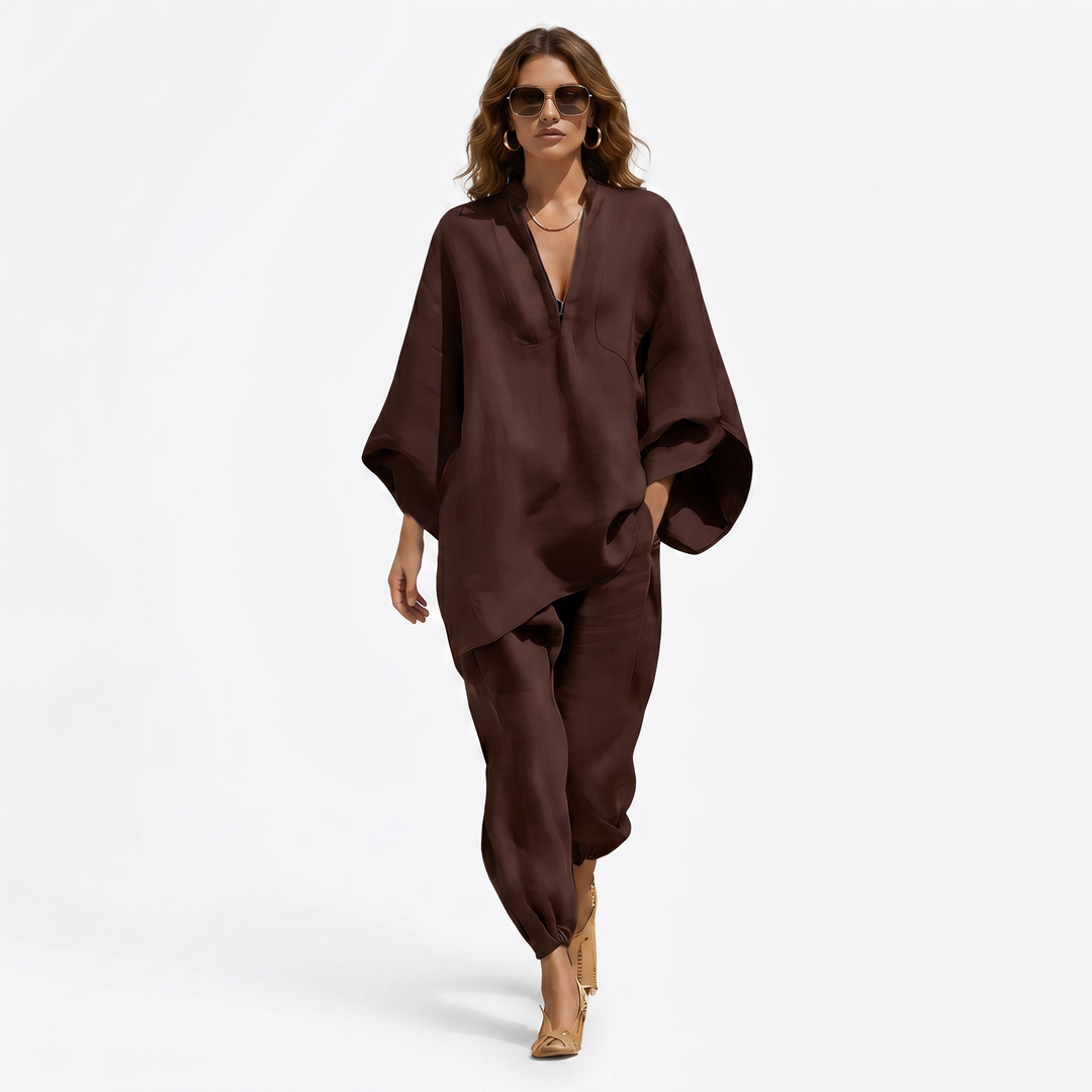 Linen Sets Women - Oversized Batwing Top and Jogger Pants