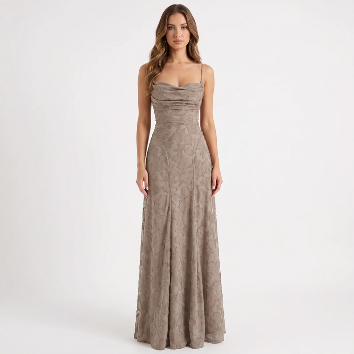 Women's Floral Lace Maxi Dress Spaghetti Strap A-Line Formal Evening