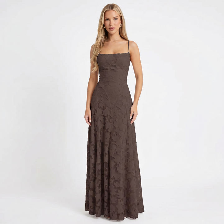 Women's Floral Lace Maxi Dress Spaghetti Strap A-Line Formal Evening