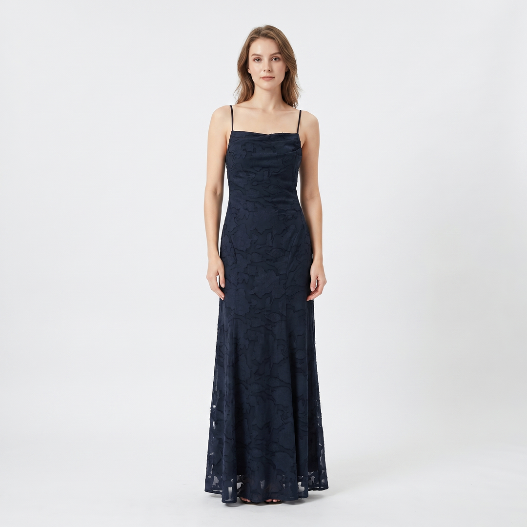 Women's Floral Lace Maxi Dress Spaghetti Strap A-Line Formal Evening