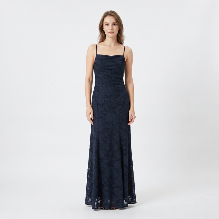 Women's Floral Lace Maxi Dress Spaghetti Strap A-Line Formal Evening