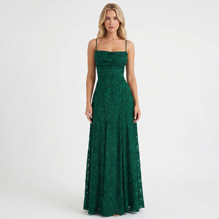 Women's Floral Lace Maxi Dress Spaghetti Strap A-Line Formal Evening