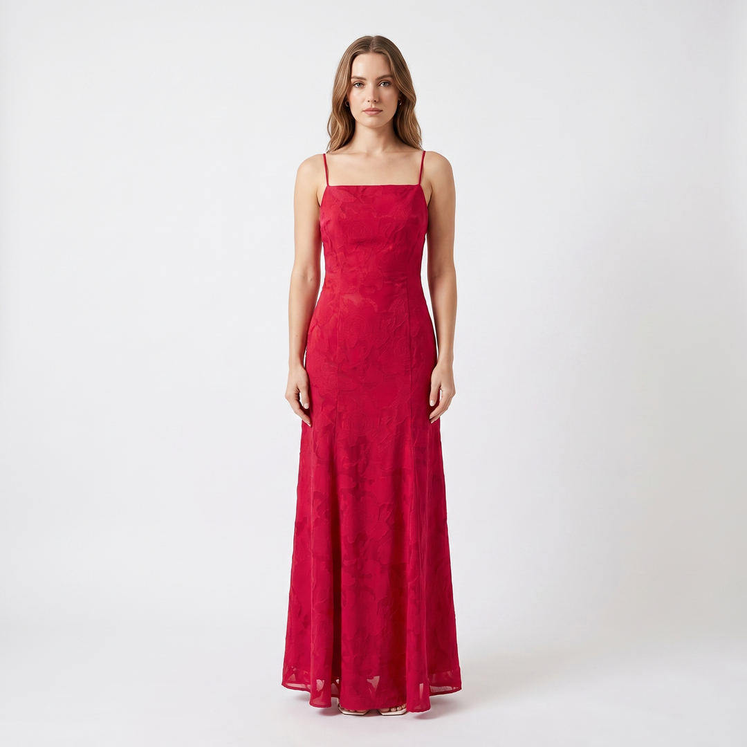 Women's Floral Lace Maxi Dress Spaghetti Strap A-Line Formal Evening