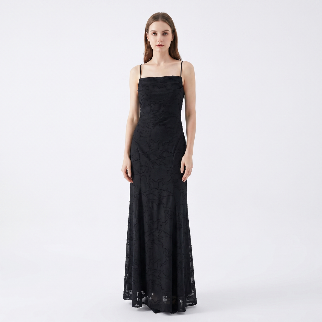 Women's Floral Lace Maxi Dress Spaghetti Strap A-Line Formal Evening