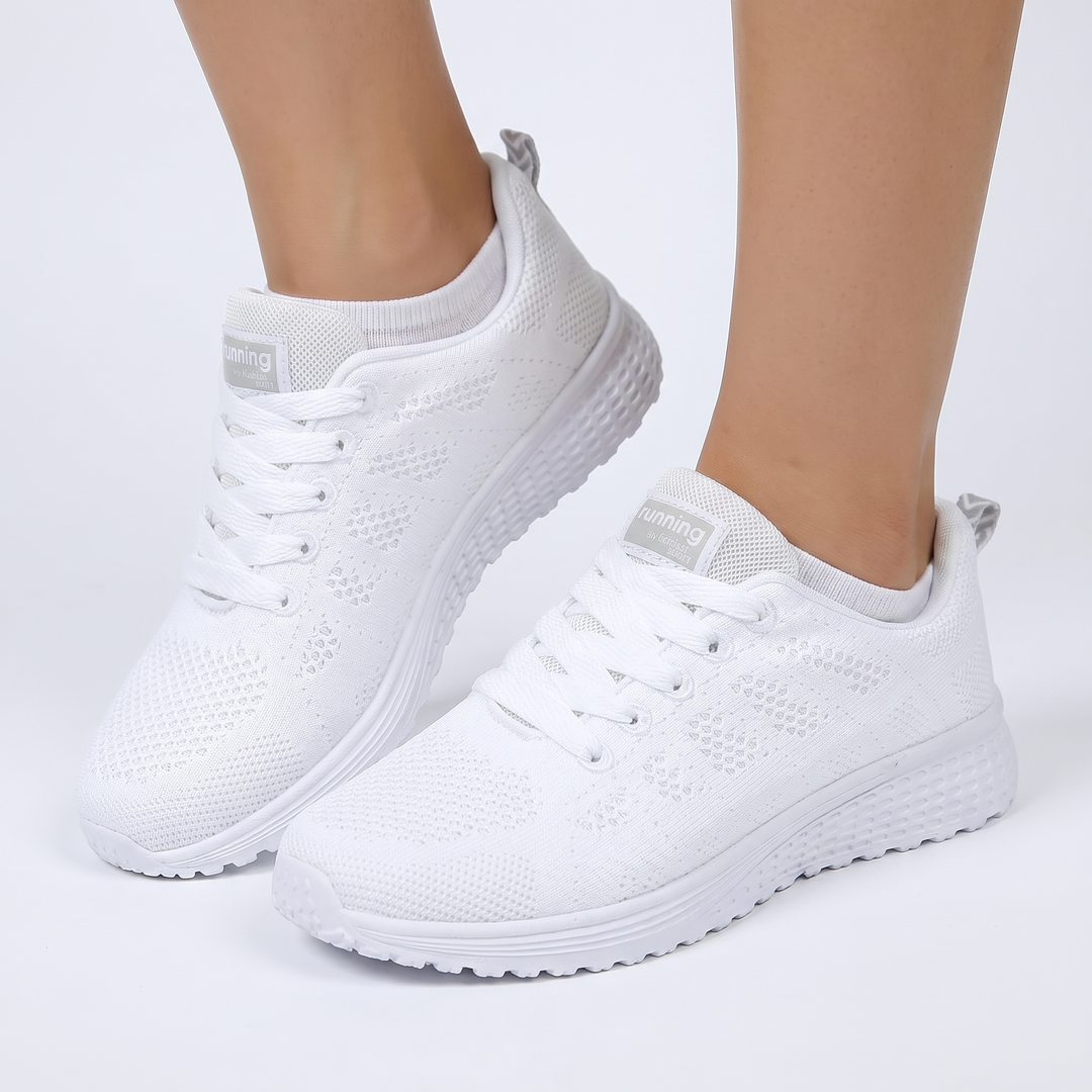 Women's Mesh Running Shoes Breathable Lace-Up Lightweight Sports Sneakers