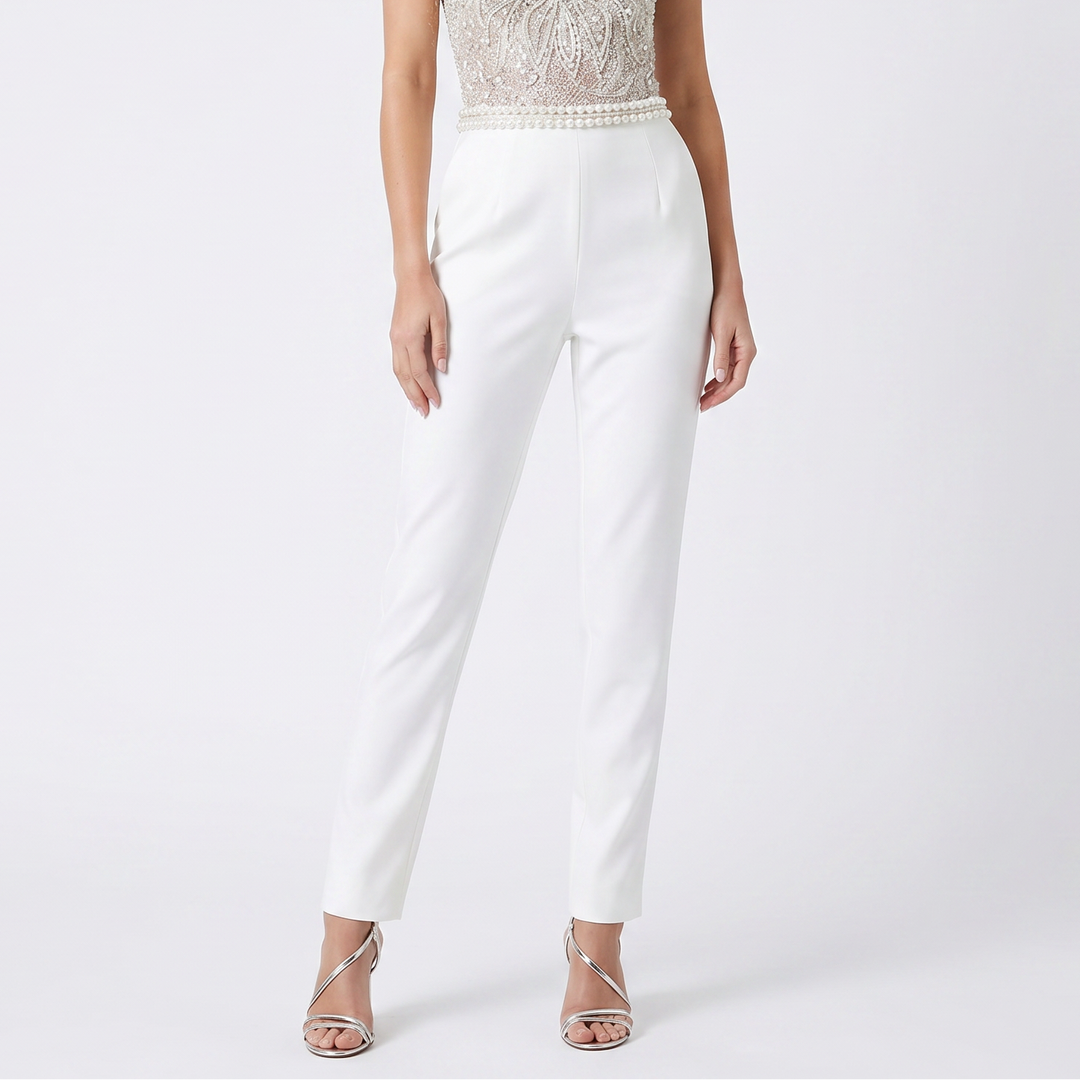 Women's High-Waist Straight-Leg Pants Tailored Formal Trousers Smart Occasion