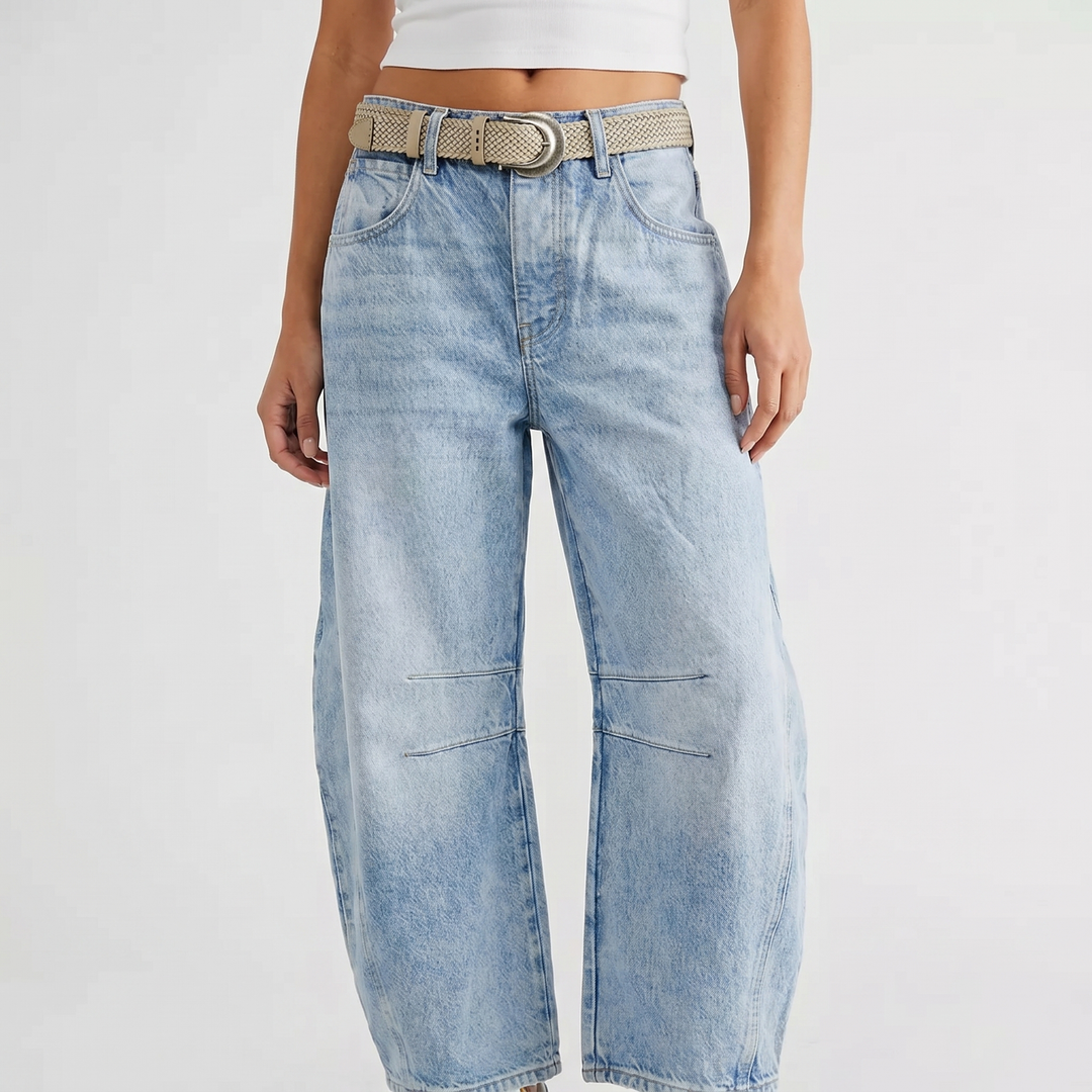 Women's Barrel Leg Jeans High-Waist Oversized Baggy Wide-Leg Denim Pants