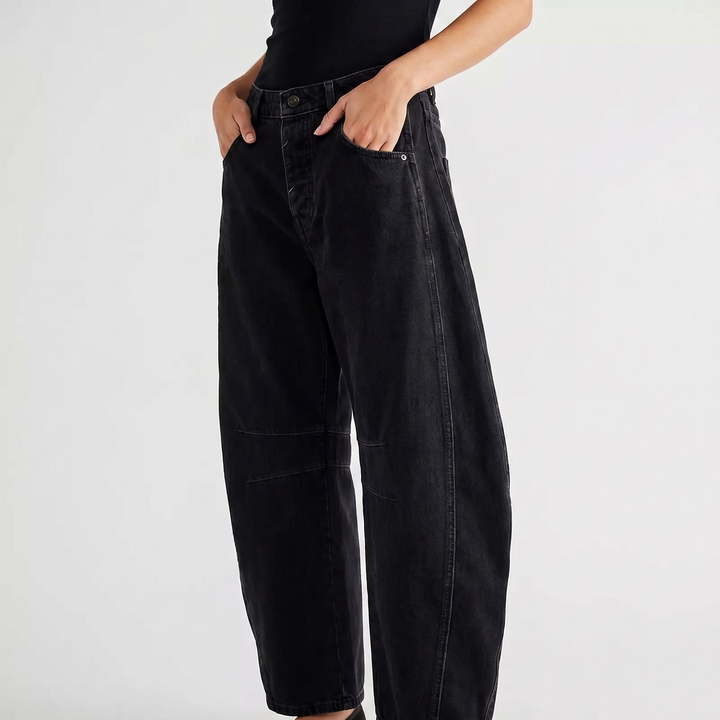 Women's Barrel Leg Jeans High-Waist Oversized Baggy Wide-Leg Denim Pants