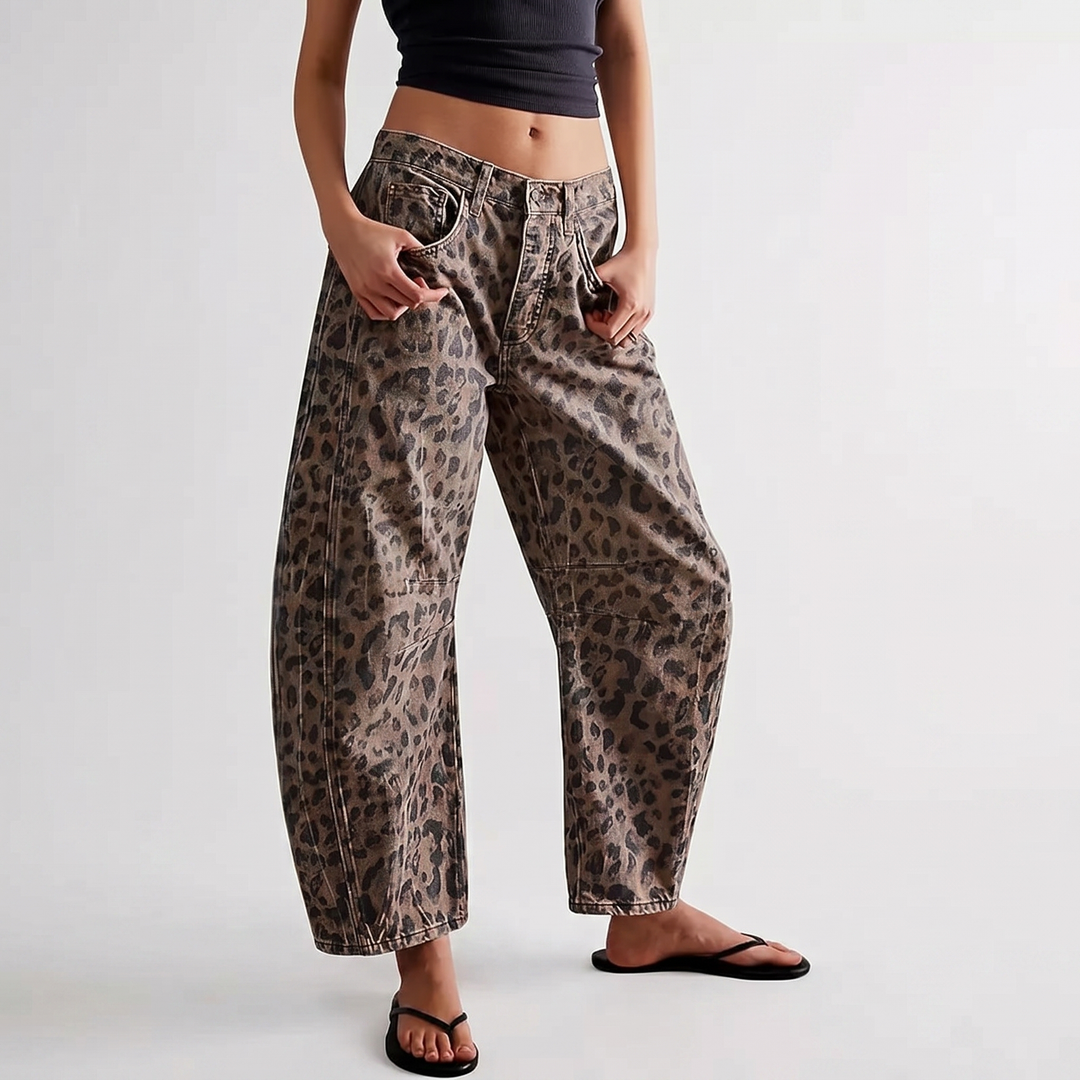 Women's Barrel Leg Jeans High-Waist Oversized Baggy Wide-Leg Denim Pants