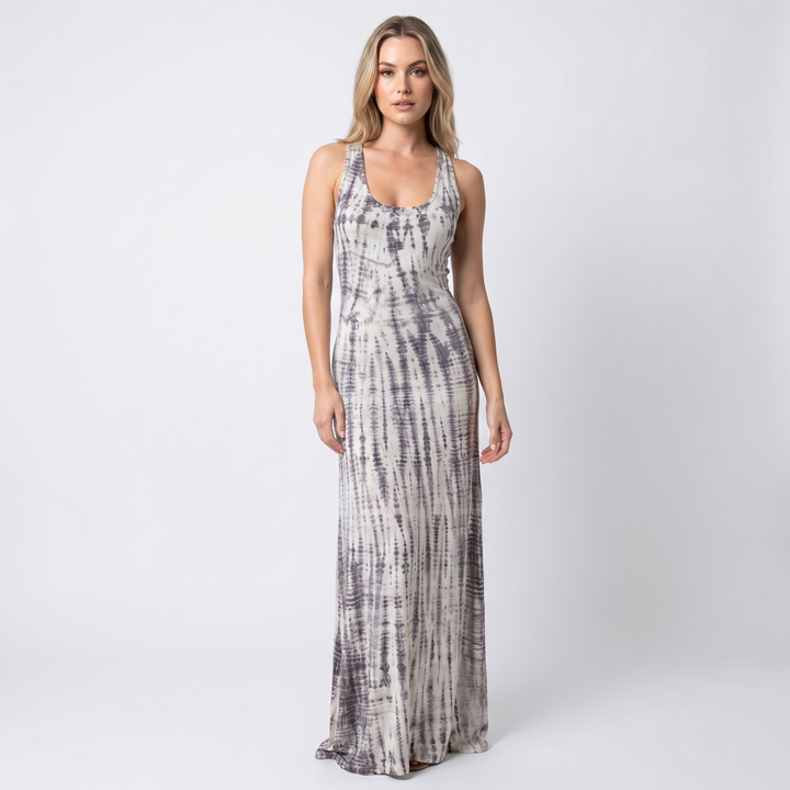 Women's Tie-Dye Maxi Dress Sleeveless Fitted Boho Summer Beach Casual
