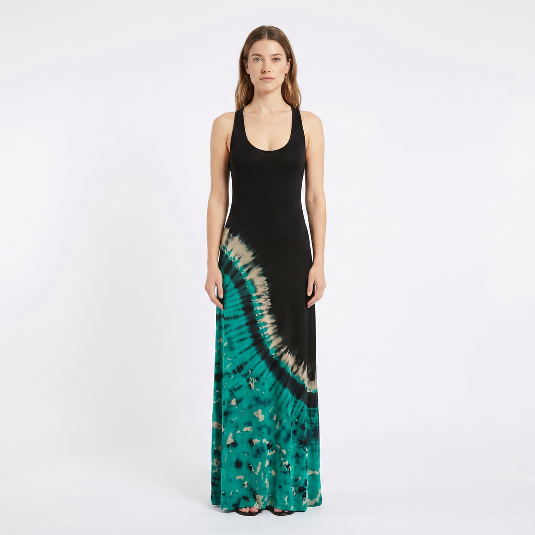 Women's Tie-Dye Maxi Dress Sleeveless Fitted Boho Summer Beach Casual