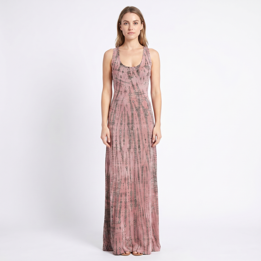 Women's Tie-Dye Maxi Dress Sleeveless Fitted Boho Summer Beach Casual
