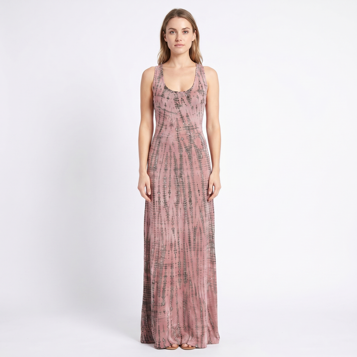 Women's Tie-Dye Maxi Dress Sleeveless Fitted Boho Summer Beach Casual