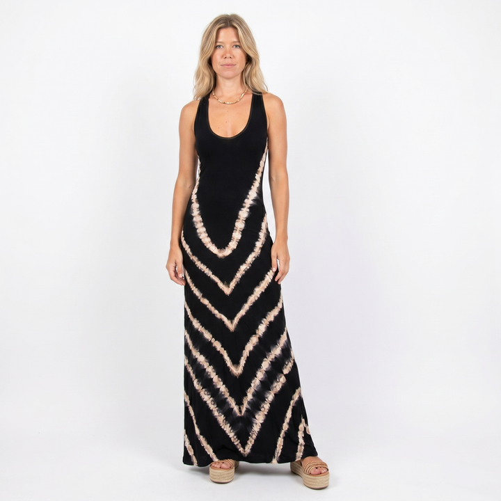 Women's Tie-Dye Maxi Dress Sleeveless Fitted Boho Summer Beach Casual