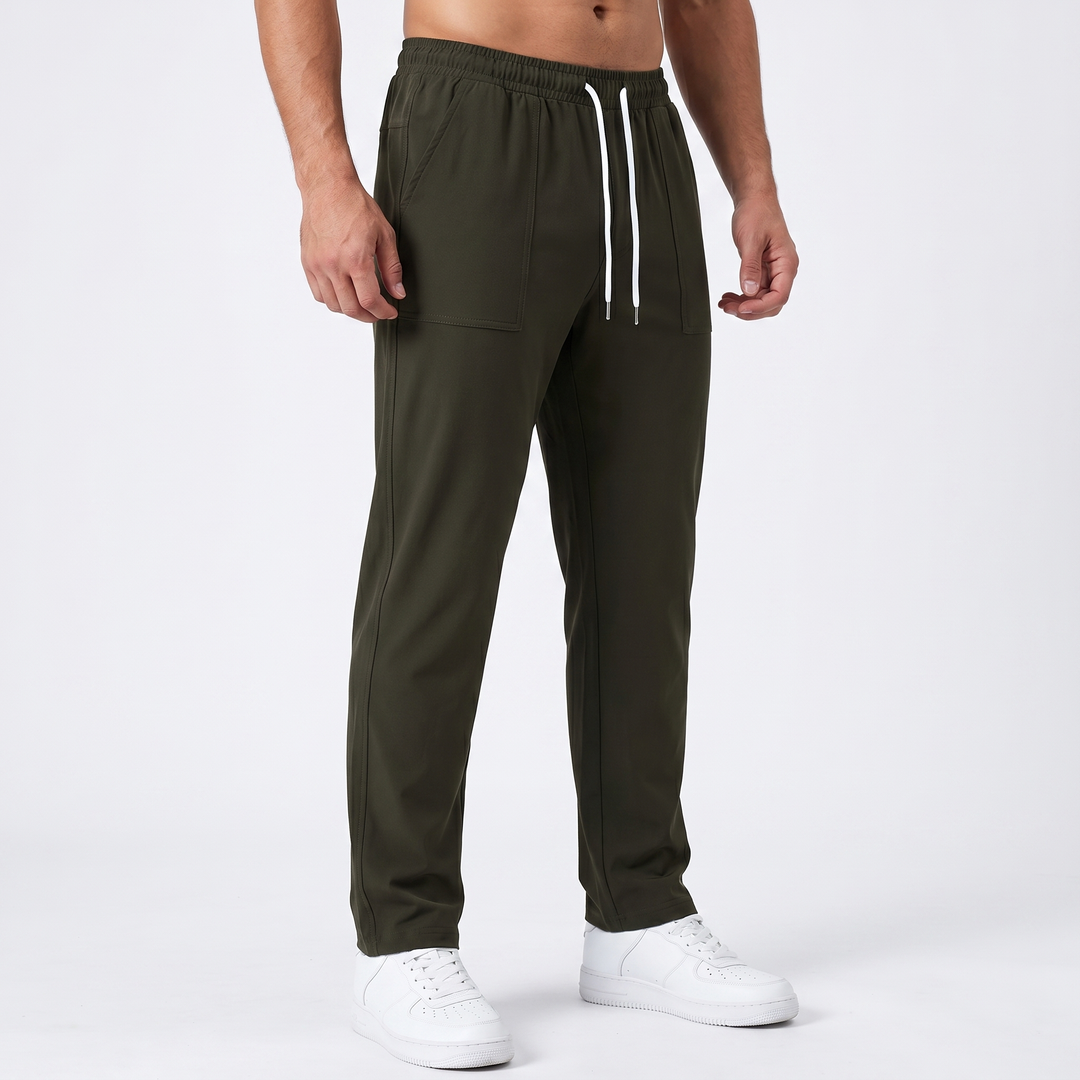 Men's Straight-Leg Track Pants Drawstring Elastic Waist Casual Streetwear