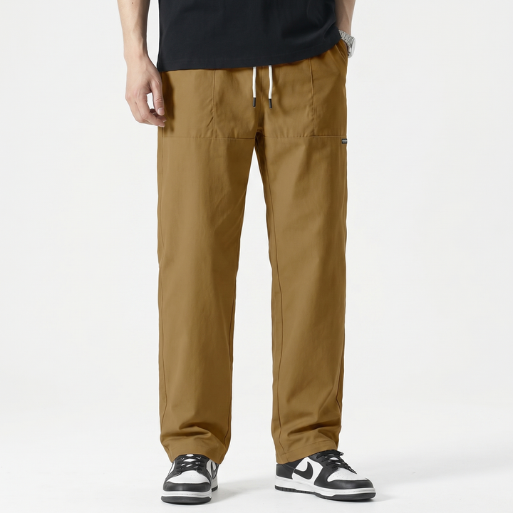 Men's Straight-Leg Track Pants Drawstring Elastic Waist Casual Streetwear