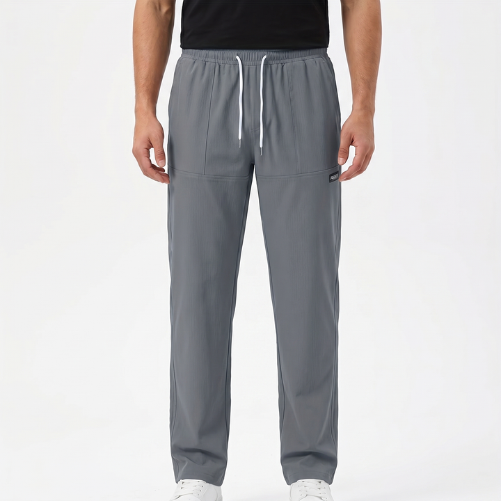 Men's Straight-Leg Track Pants Drawstring Elastic Waist Casual Streetwear