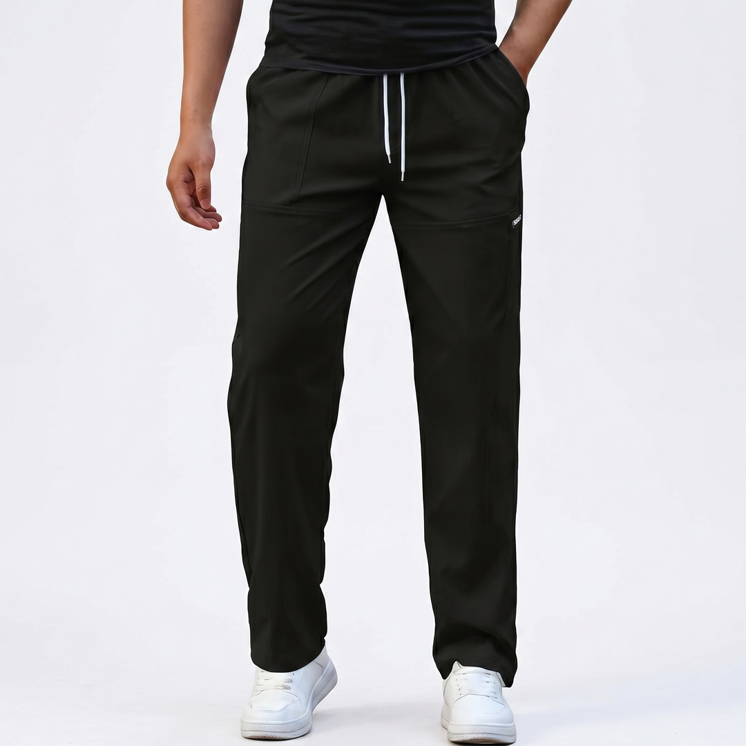 Men's Straight-Leg Track Pants Drawstring Elastic Waist Casual Streetwear