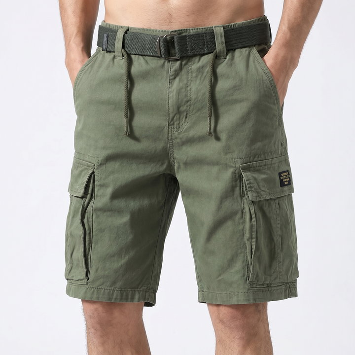 Men's Cotton Cargo Shorts Multi-Pocket Relaxed Fit Drawstring Casual Outdoor