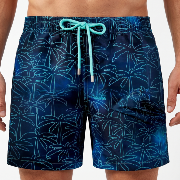 Men's Swim Shorts Quick-Dry Built-In Liner Drawstring Beach Swimwear Trunks