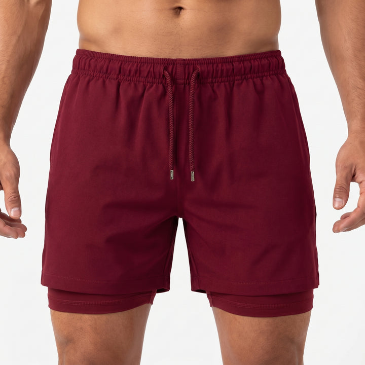 Men's Swim Shorts Quick-Dry Built-In Liner Drawstring Beach Swimwear Trunks