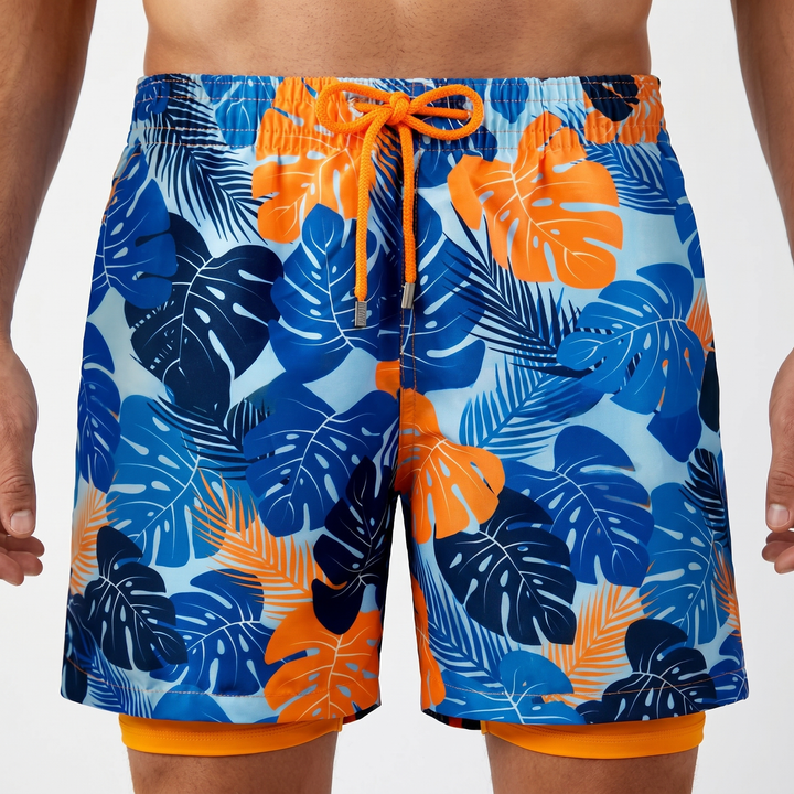 Men's Swim Shorts Quick-Dry Built-In Liner Drawstring Beach Swimwear Trunks