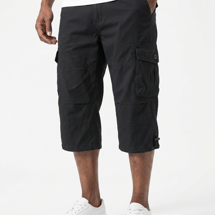 Men's Cropped Cargo Pants Multi-Pocket Relaxed Fit Tactical Streetwear Shorts