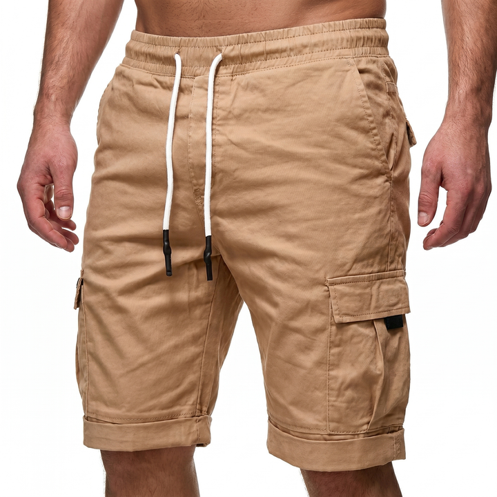 Men's Cargo Shorts Zip Pockets Elasticated Drawstring Waist Banded Hem Casual