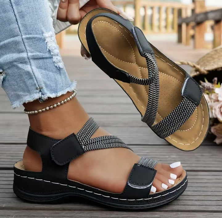 Women's Orthopedic Sandals Velcro Strap Wedge Comfort Open Toe Summer
