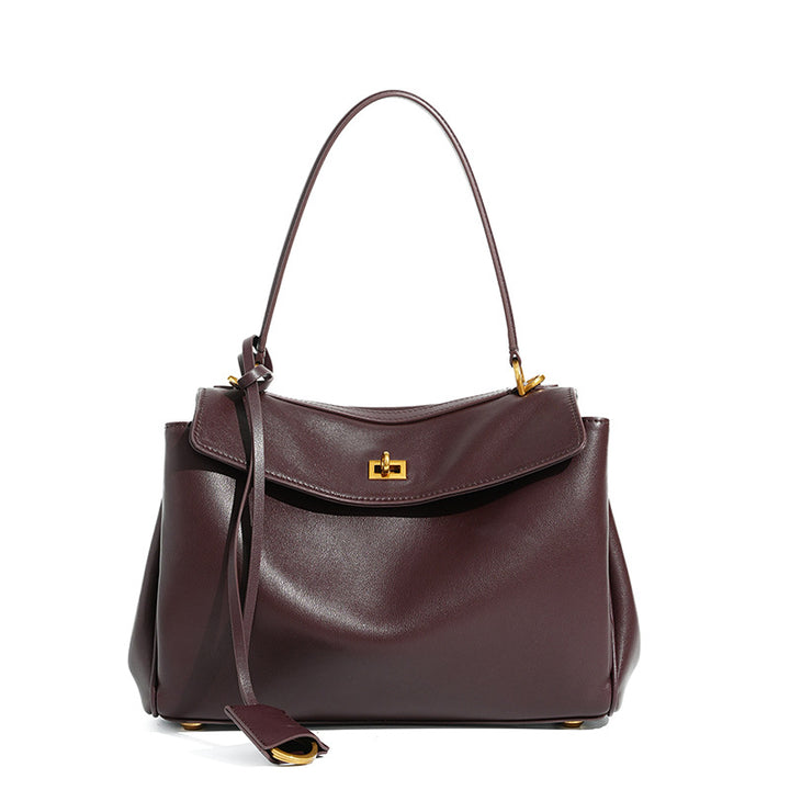 Women's Leather Shoulder Bag Large Capacity Crossbody Tote Gold Hardware