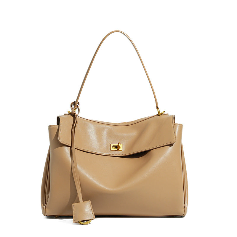 Women's Leather Shoulder Bag Large Capacity Crossbody Tote Gold Hardware