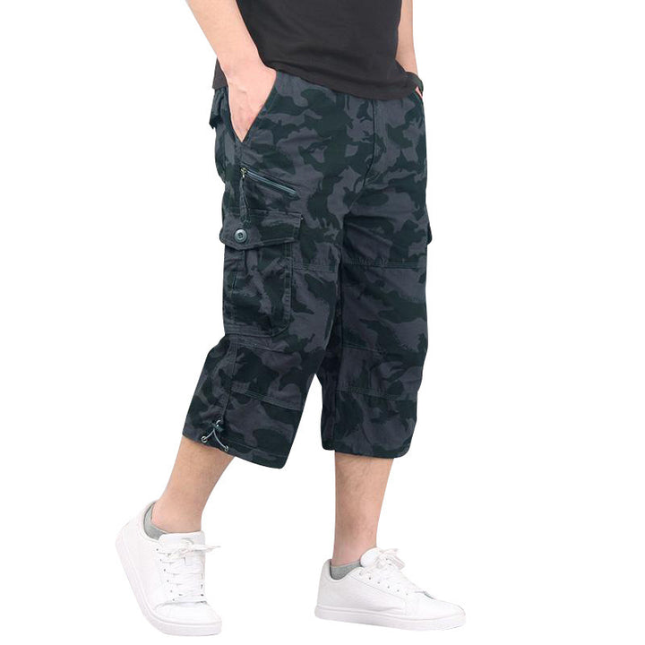 Men's Cargo Capri Shorts Multi-Pocket 3/4 Length Casual Outdoor Pants