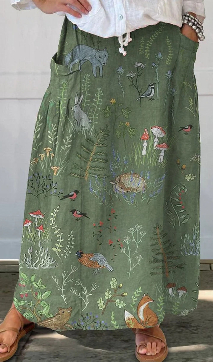 Women's Tropical Floral Print Maxi Skirt Elastic Waist Boho Beach Summer