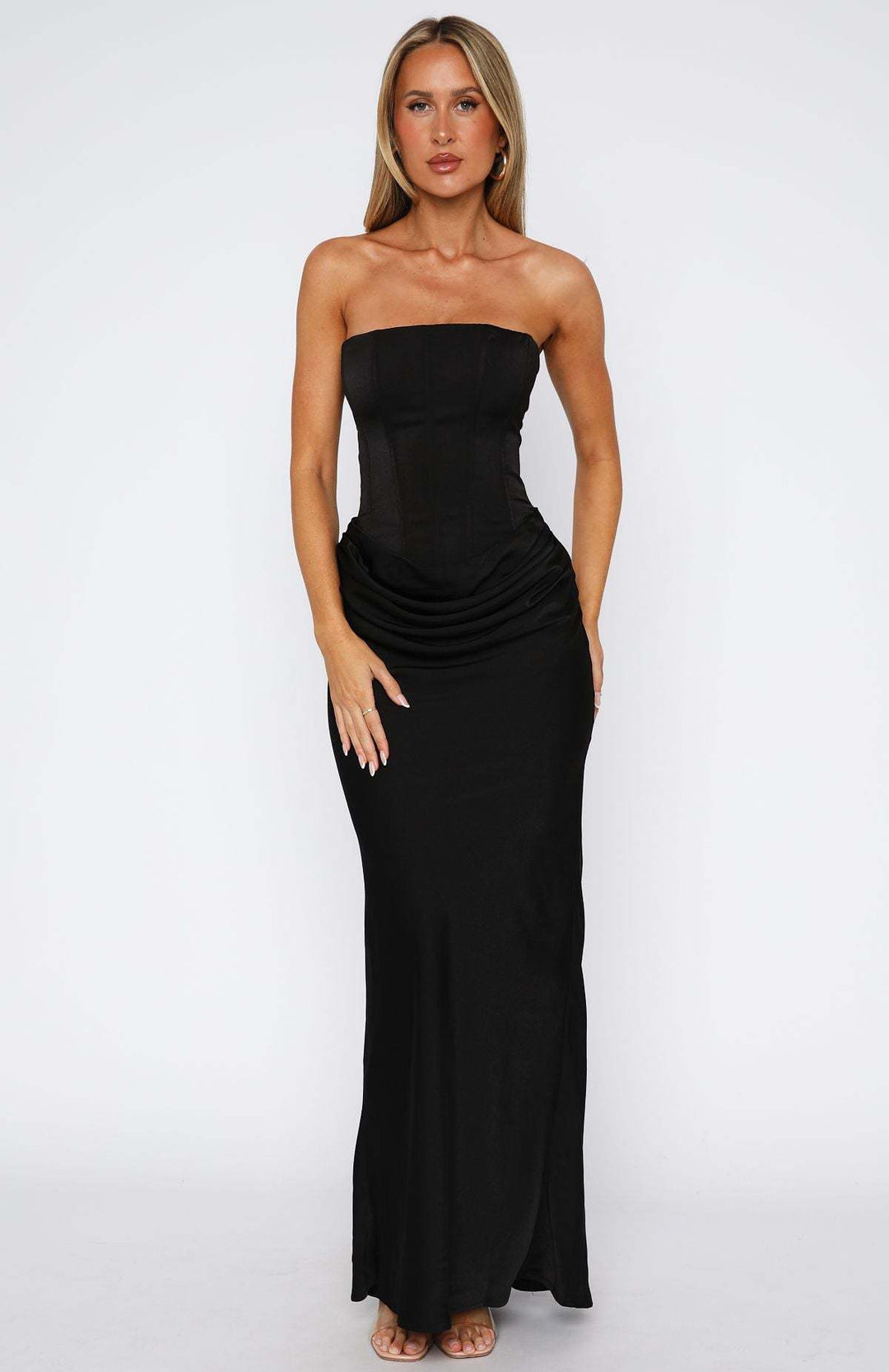 Strapless Maxi Dress - Corset Bodycon Ruched