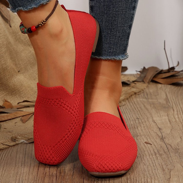 Knit Loafers Women - Slip On Mesh Flats Breathable Summer Shoes