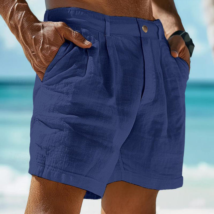 Linen Shorts Men - Pleated Front Casual Summer Beach Shorts