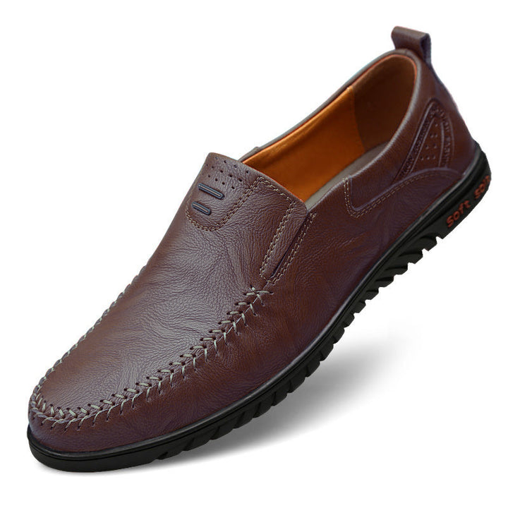 Mens Leather Loafers - Hand Stitched Soft Sole Slip On