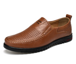 Red-Brown Hollow-Out Leather Shoes