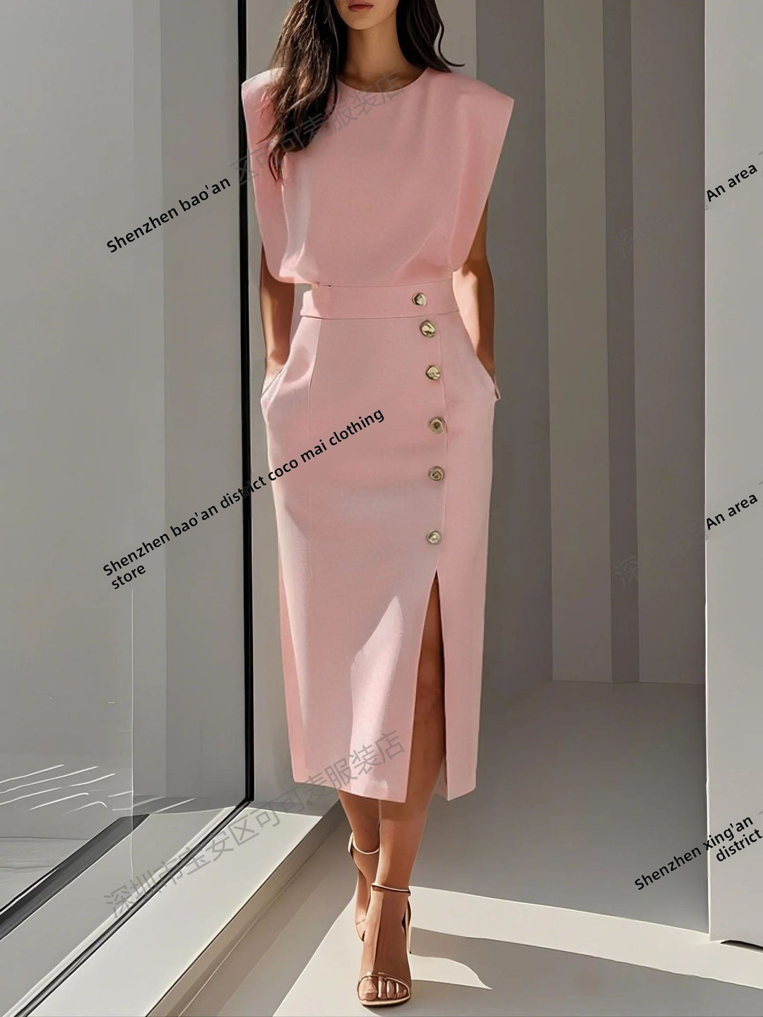 Tight-Waist Split Dress