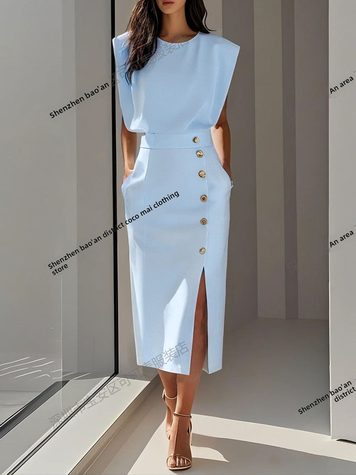 Tight-Waist Split Dress