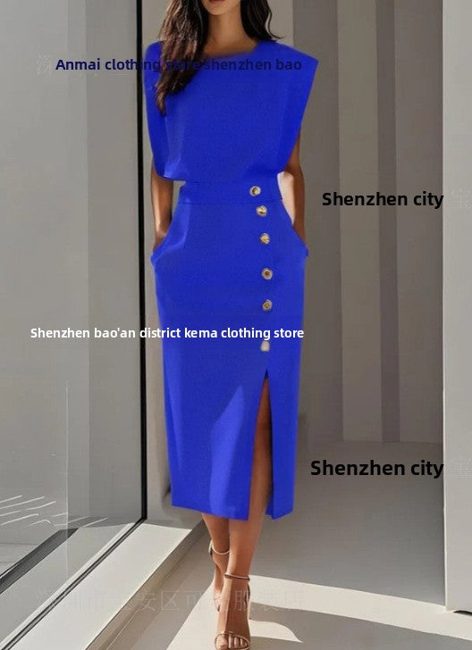 Tight-Waist Split Dress